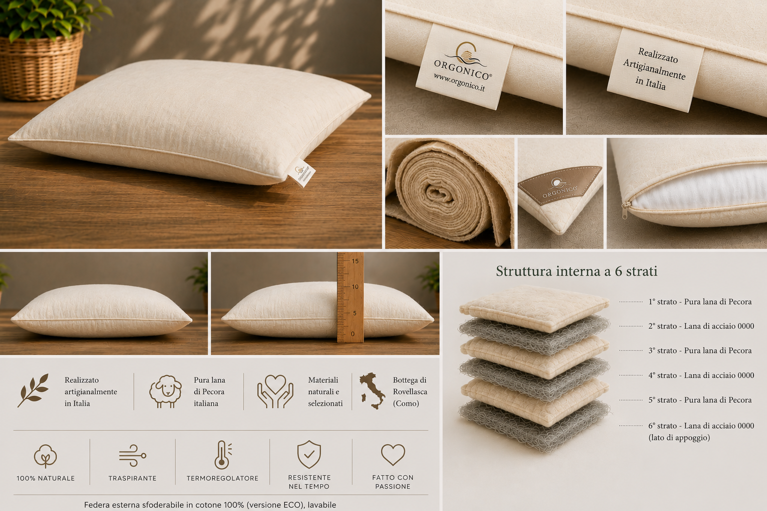 Cuscino Orgonico ECO - Federa Cotone