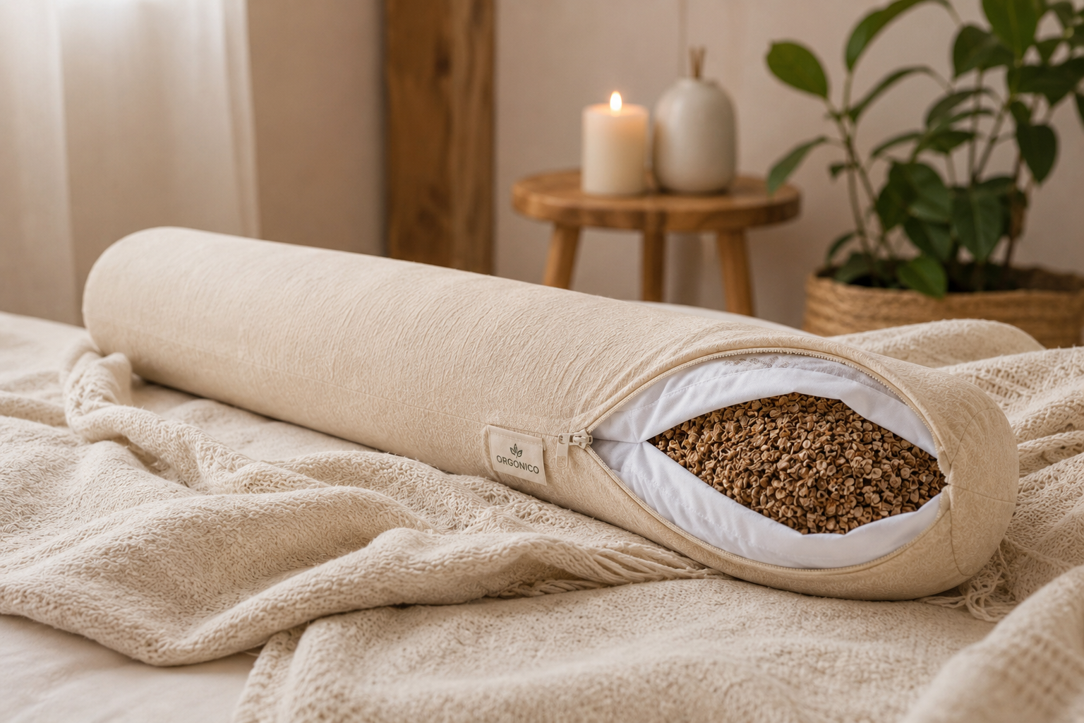 Cuscino Lungo Posturale Antidecubito in Pula di Farro | ORGONICO®