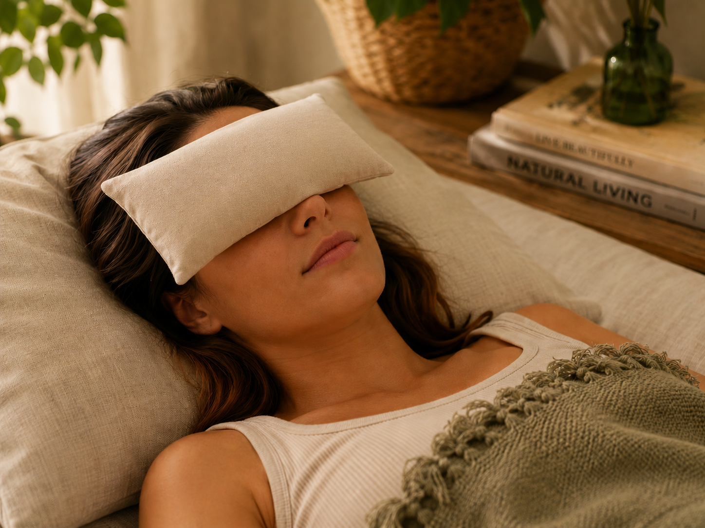 Eye Pillow ai Semi di Lino e Lavanda. Cuscino Relax per gli Occhi