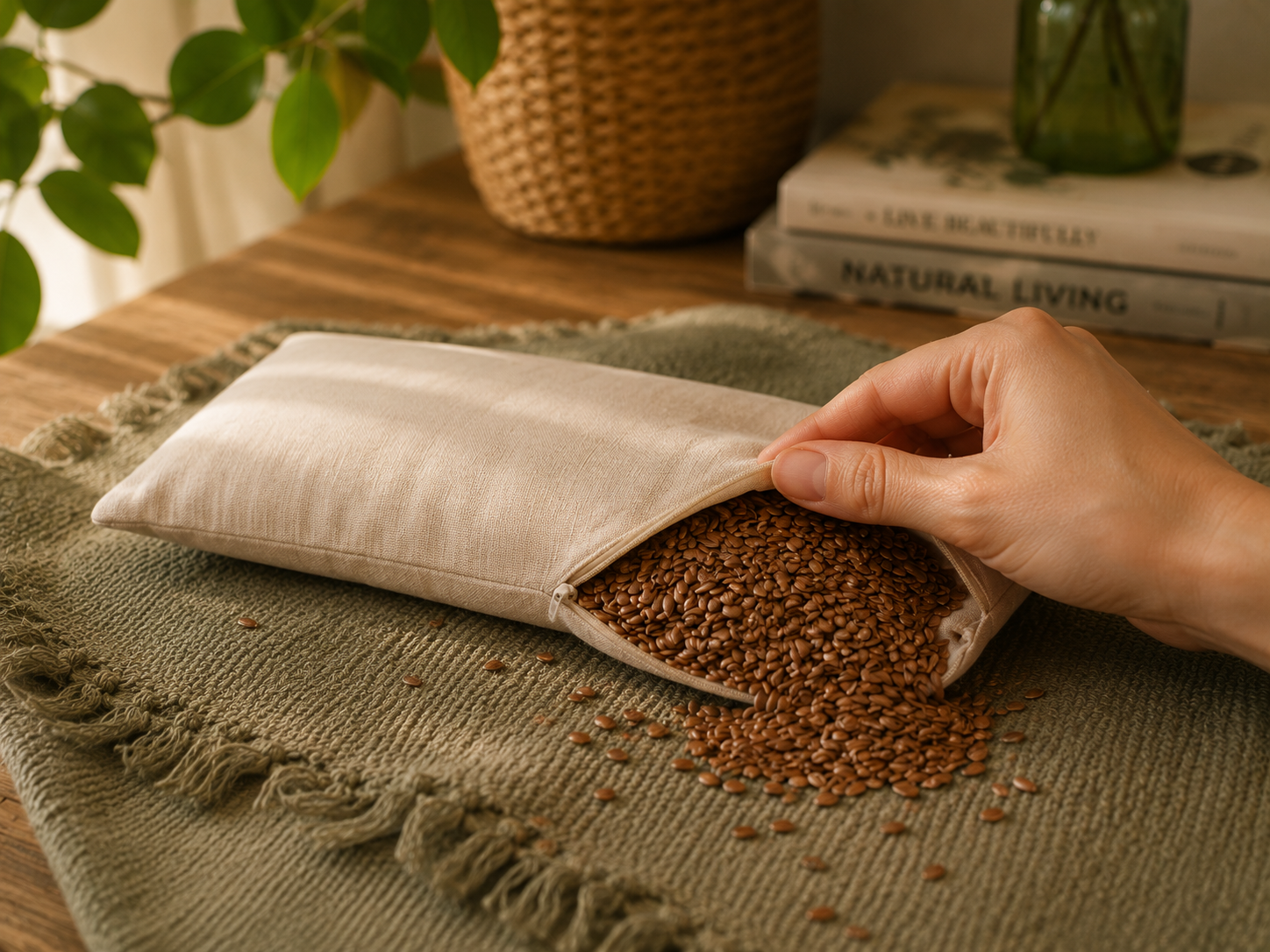 Eye Pillow ai Semi di Lino e Lavanda. Cuscino Relax per gli Occhi