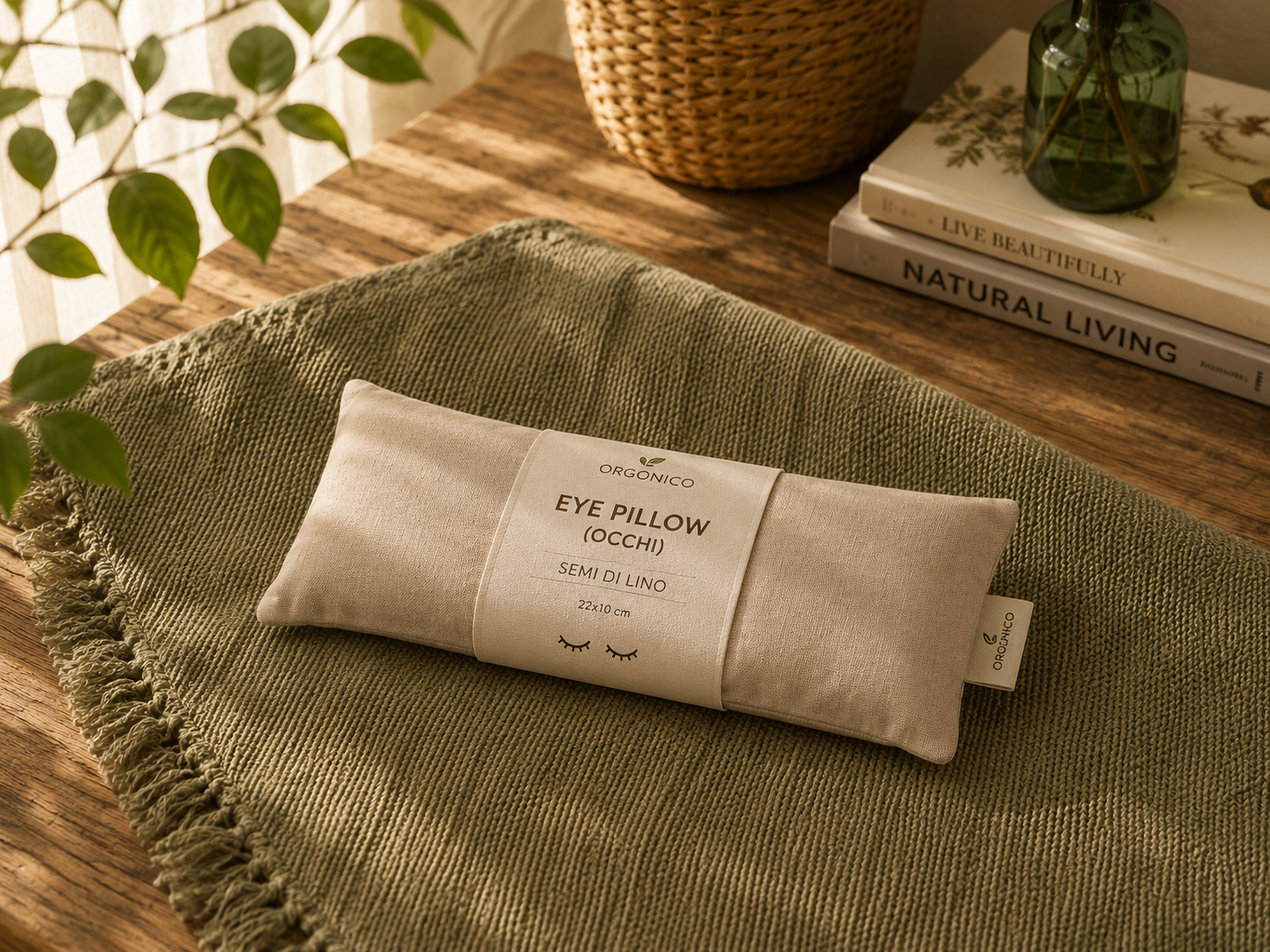 Eye Pillow ai Semi di Lino e Lavanda. Cuscino Relax per gli Occhi